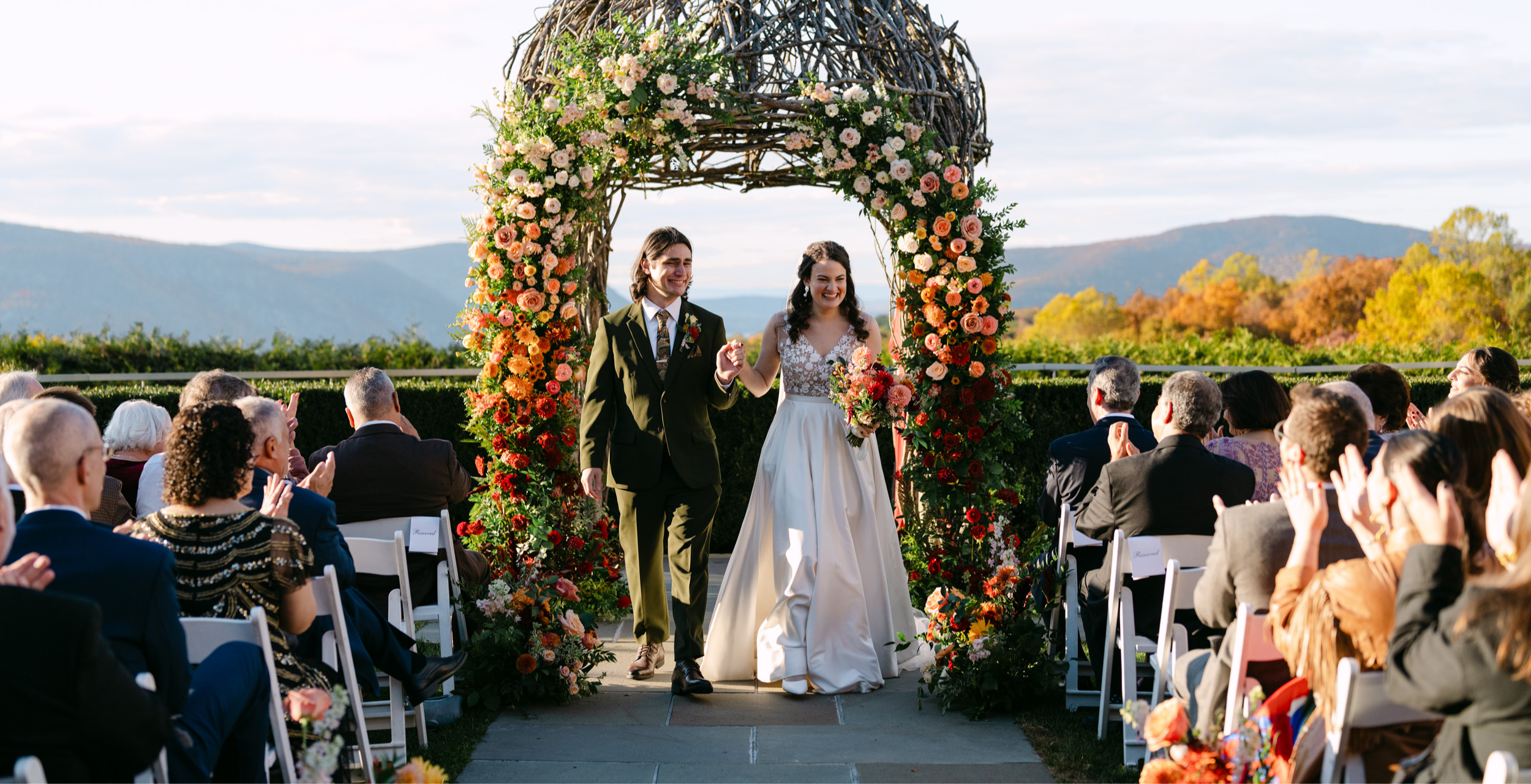 Banner Couple At Top Of Aisle Celebrating