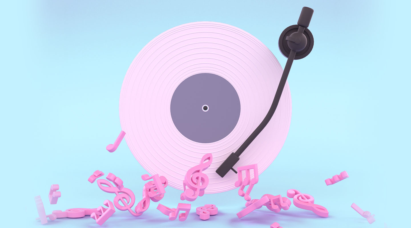 Record with music notes