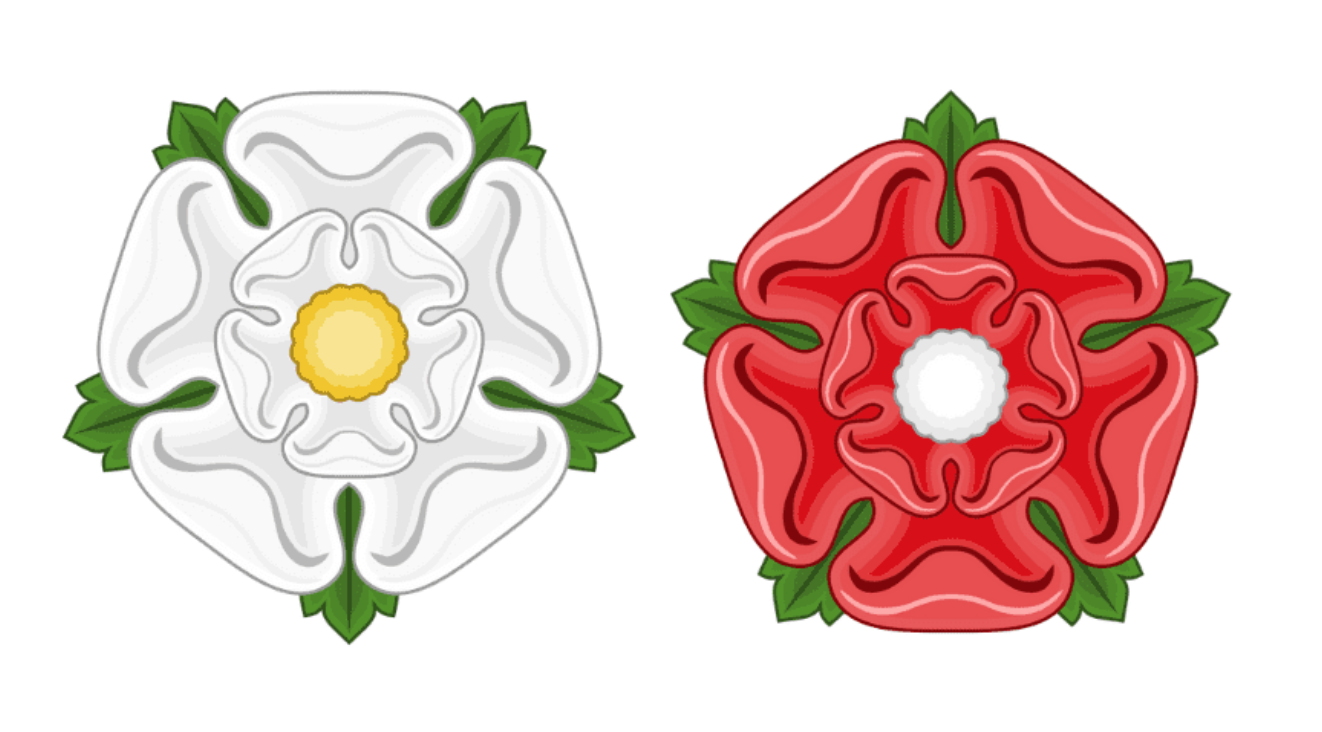 White Rose of York and Red Rose of Lancaster (Wikimedia Commons)