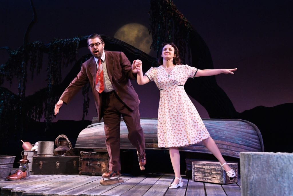 Jason O’Connell, left, and Kate Hamill in the Syracuse Stage production of “Talley’s Folly.”Credit...via Syracuse Stage