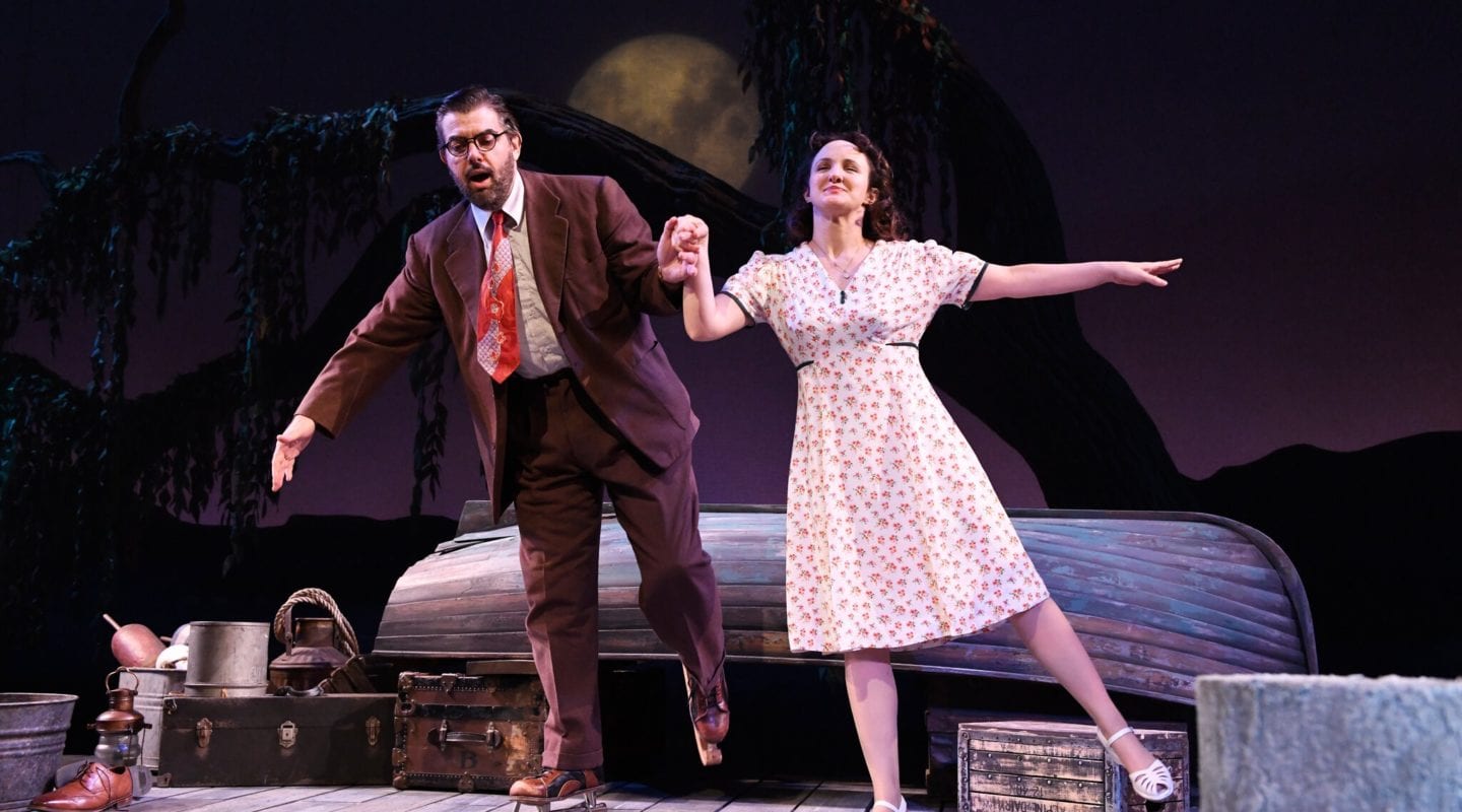 Jason O’Connell, left, and Kate Hamill in the Syracuse Stage production of “Talley’s Folly.”Credit...via Syracuse Stage