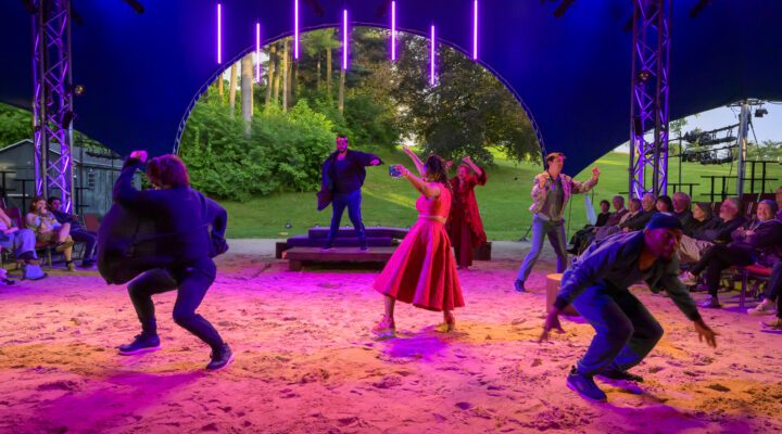 warm multicolored stage at Hudson Valley Shakespeare